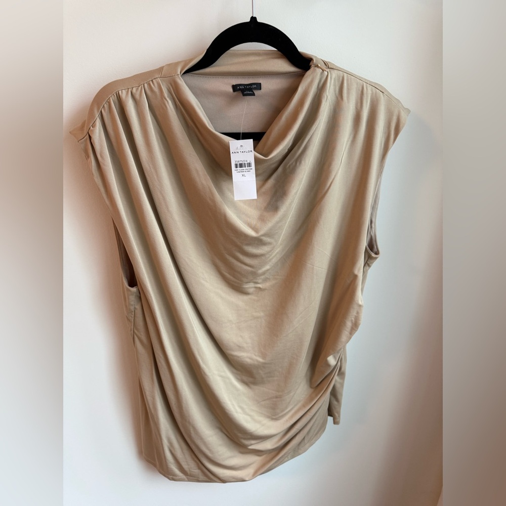 Ann Taylor Champagne Cowl Neck XXL Top